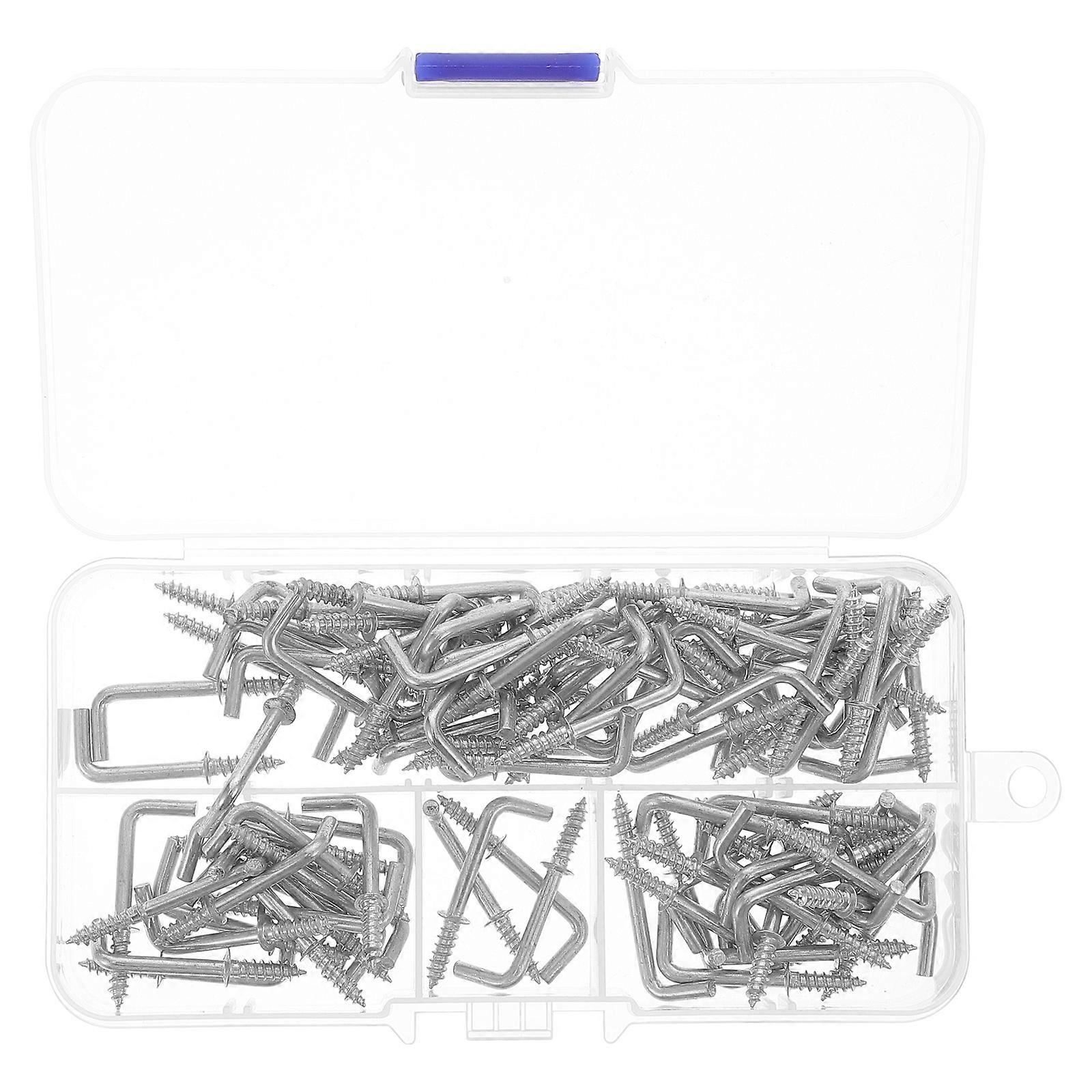 400Pcs L Shape Hooks Self-Tapping Screws Silver for Hanging Use