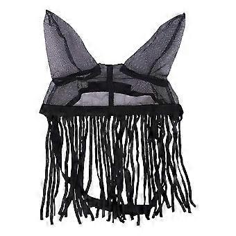 Atmungsaktive Fliegenmaske für Pferde mit Quasten, verstellbare Haube für Reiten, Ranch und Stall, komfortabel (L)