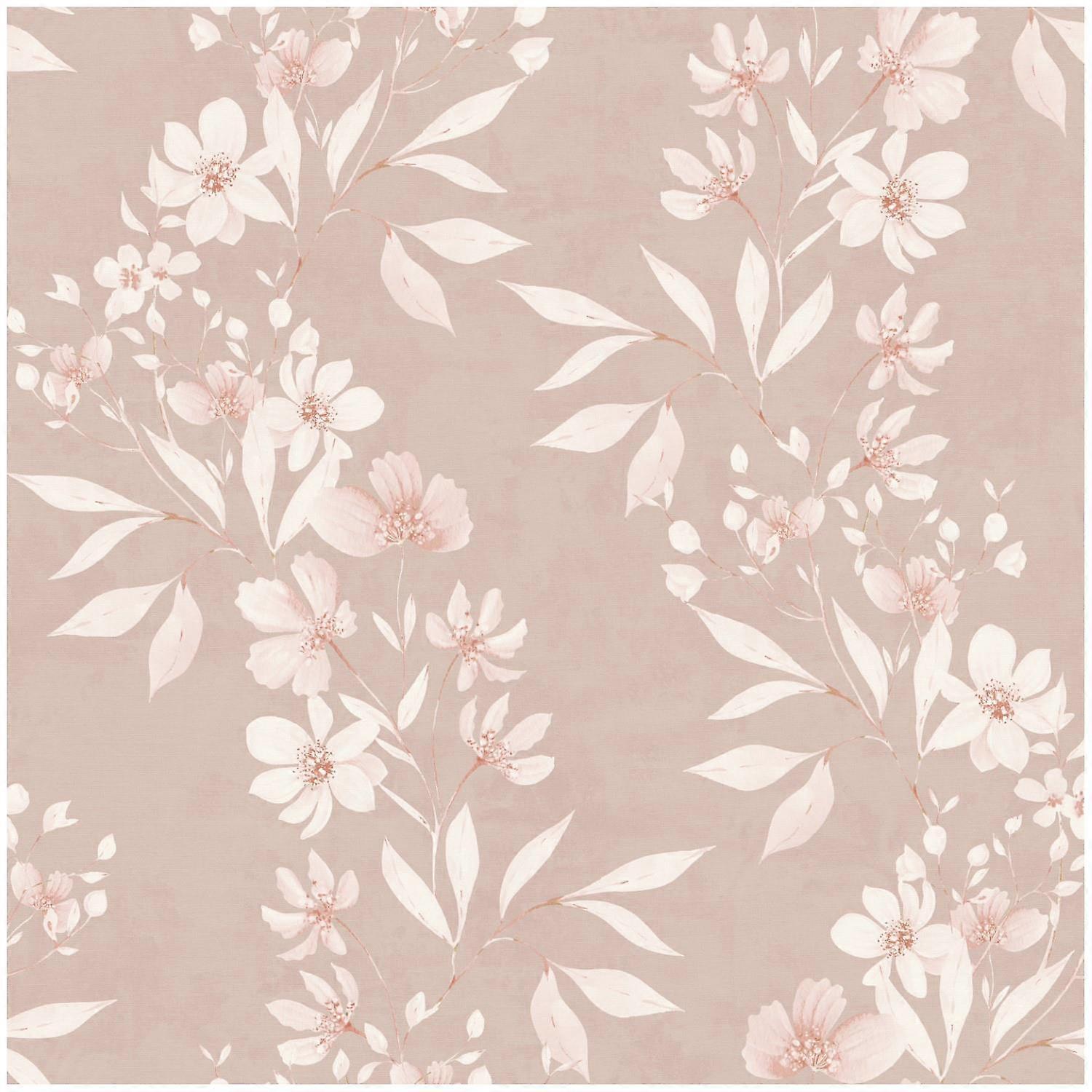 Delicate Floral Trail Blush Wallpaper