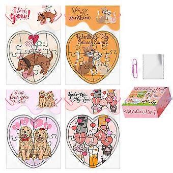 Valentine's Day Love Heart Puzzle Toy, Cartoon Animal Jigsaw Set, Fun Educational Toy Creative Gift for Kids_mpn