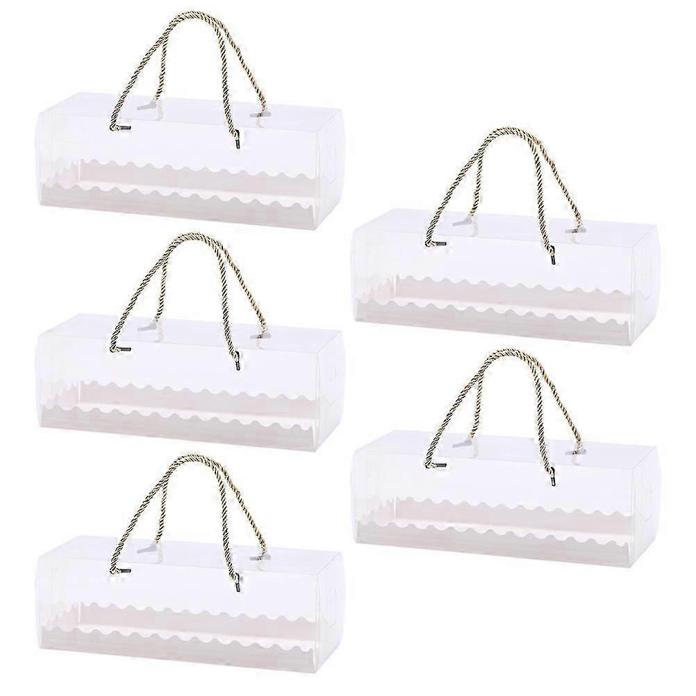 Convenient Dessert Boxes Transparent Cake Roll Packaging for 5Pcs Supply