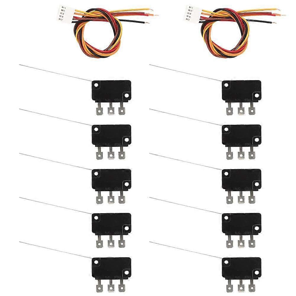 Micro Switch, 10Pcs Normally Open Microswitch Long Pin for Electronic Switches