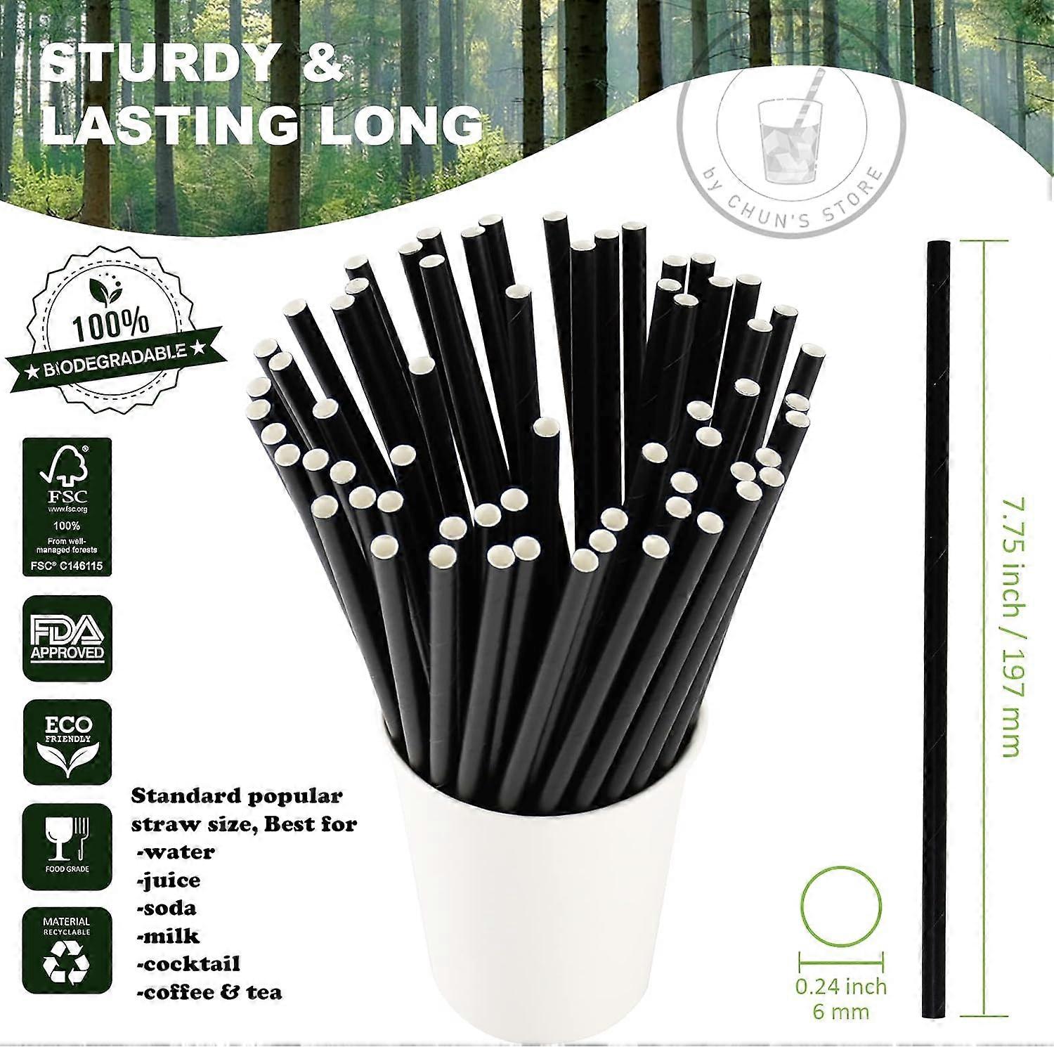 Black Paper Straws 1000 Count 100% Biodegradable