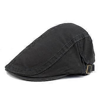 Men's Cotton Flat Cap, Classic Gatsby Newsboy Hat in Black, Adjustable Scally Ivy Cabbie Cap for Casual and Outdoor Wear