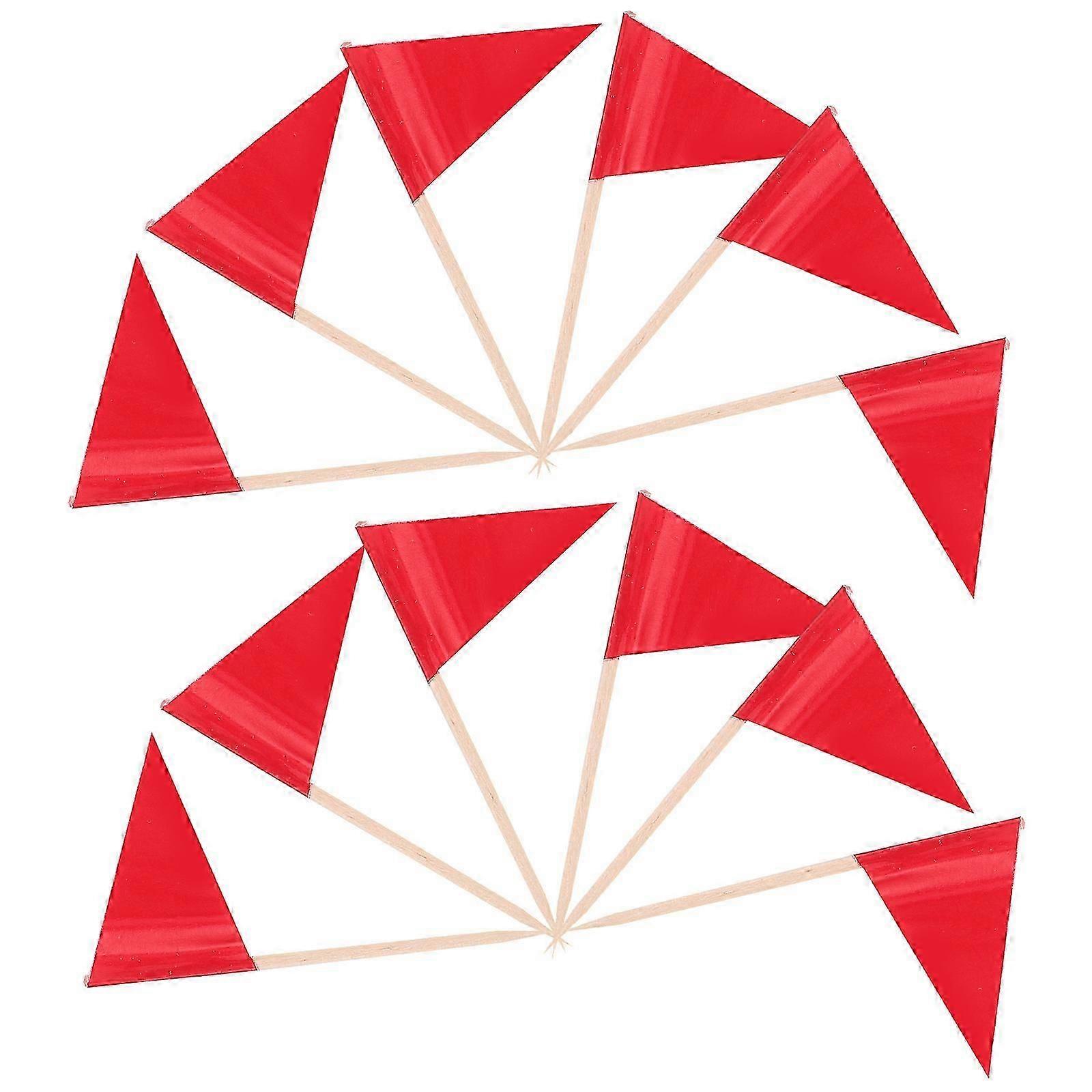 Solid Color Toothpick Flags for Food 100Pcs Red Mini Triangle Flags for Decor