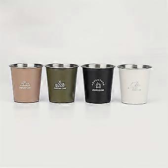 4 Pcs Stainless Steel Camping Cup Set, 304 Lightweight Whiskey Coffee Cups with Outdoor Adventure Designs, Matte Finish for Picnic Hiking