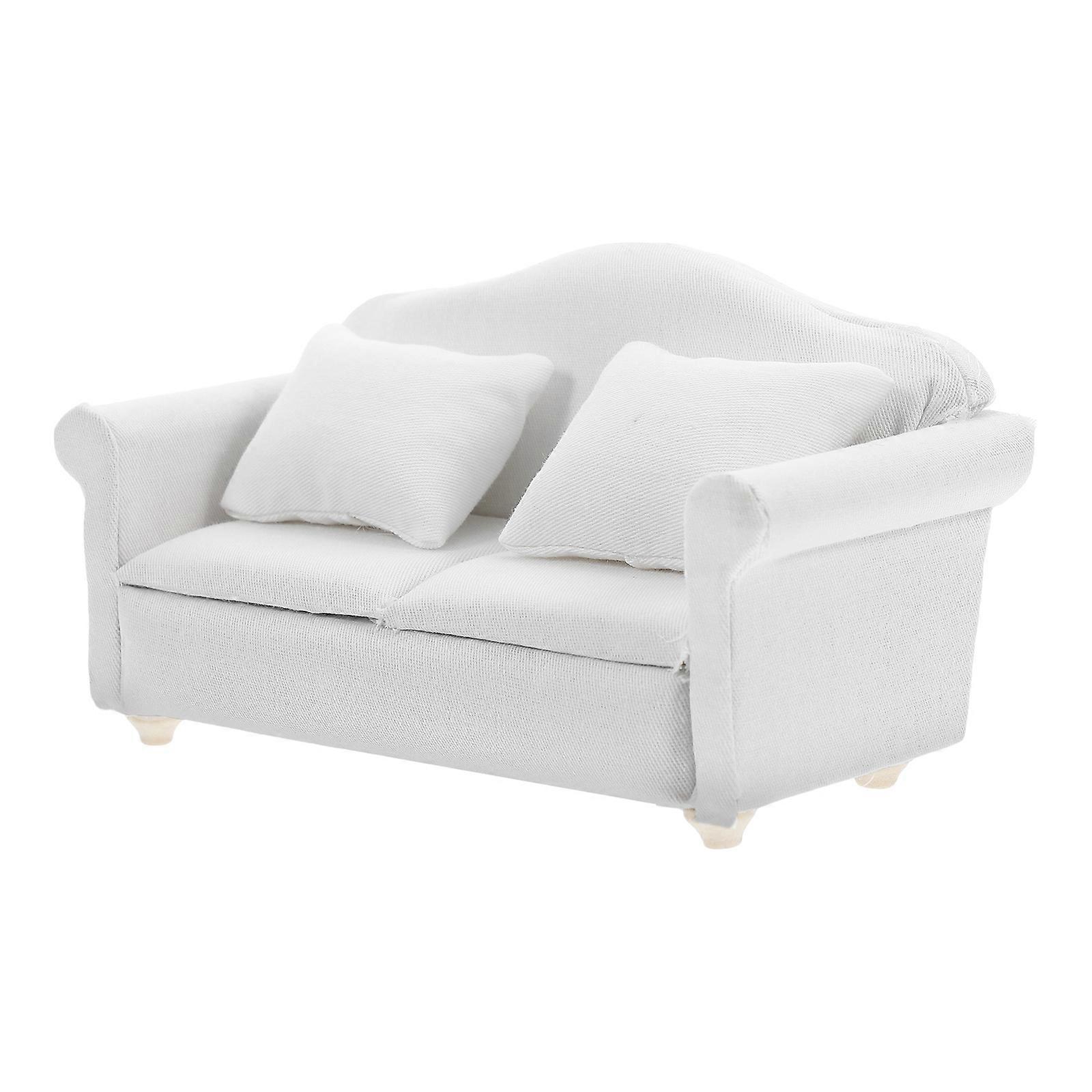 Mini Sofa Figurine White Tiny Sofa Model for Decor