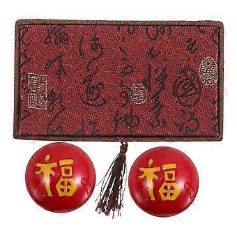 Chinese Hand Exercise Balls for Massage 4Pcs Red Handmade Tool Set
