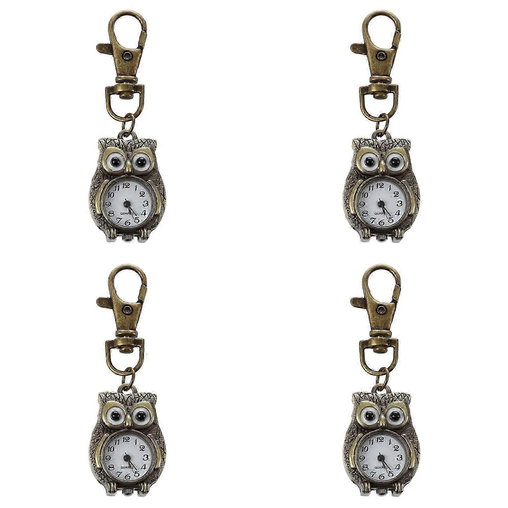 4X Keychain Clock Keyring Owl Shape 37X24Mm