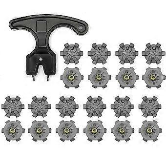Set van 20 golfschoenspikes, metalen schroefdraad, 6 mm diameter, vervanging voor cricketschoenen