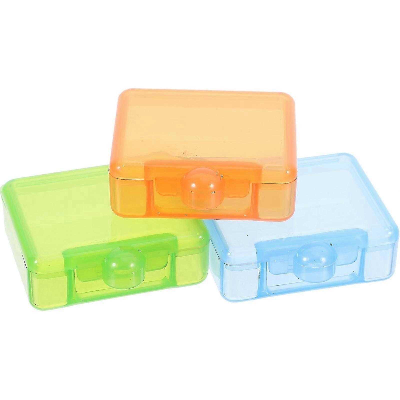 Small Clear Boxes Plastic Storage for Household Use 3Pcs Set Assorted Color