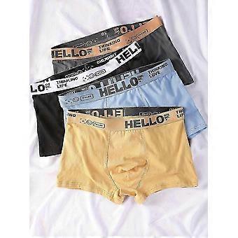 4 calzoncillos bóxer elásticos de algodón suave y cómodo para hombre, ropa interior para adolescentes, T