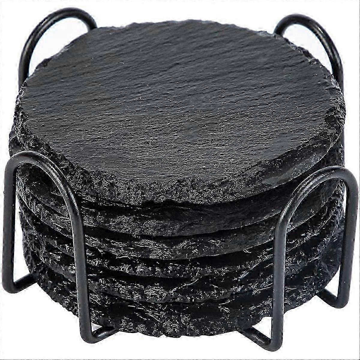 Round Rock Coaster Set with Stand