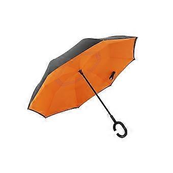 Windproof Reverse Folding Umbrella with C Handle, UV Protection, Self Stand for Car and Travel