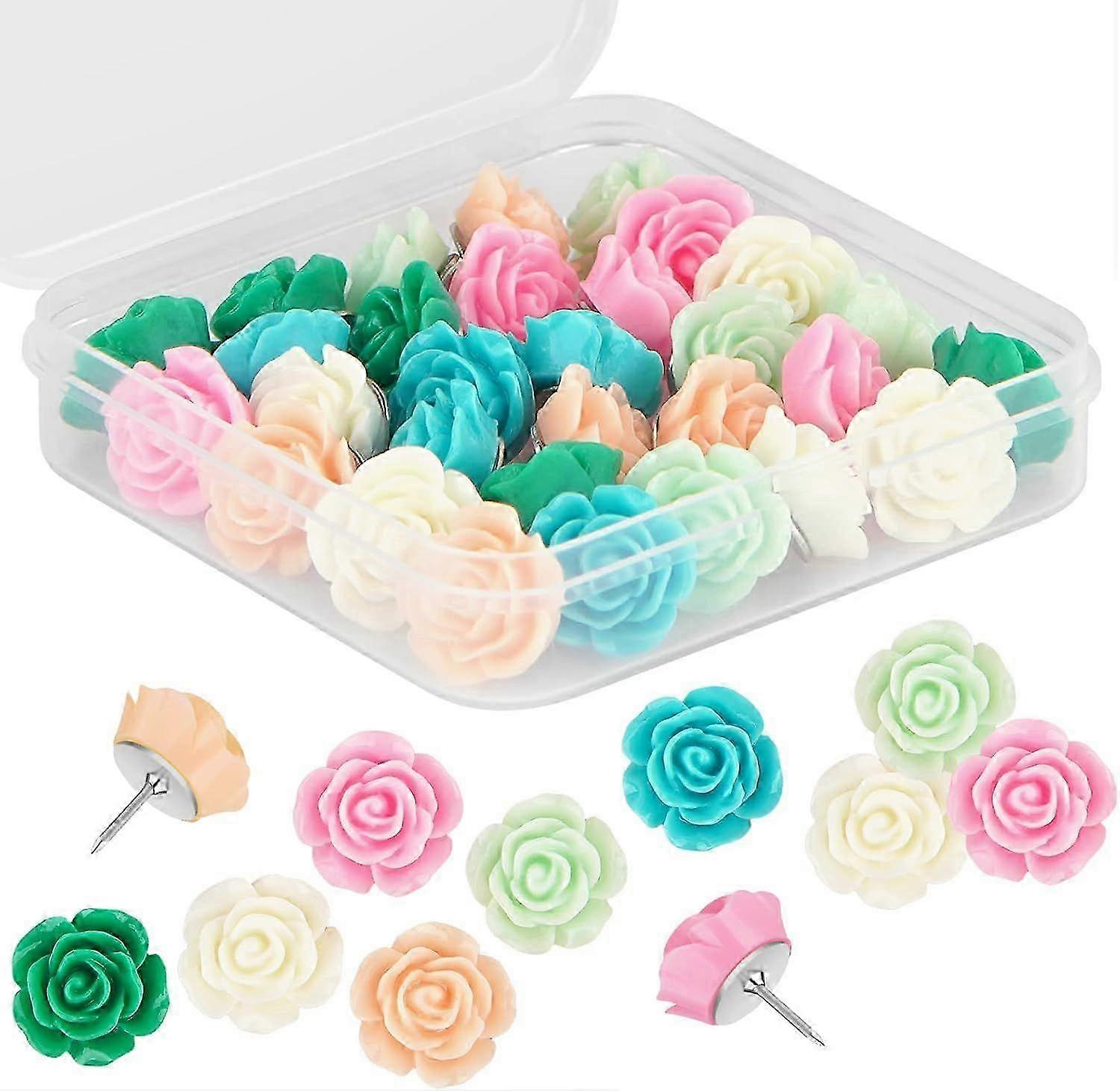 30pcs Rose Decor Thumb Tacks