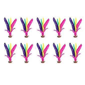 Pack of 10 badminton shuttlecocks, suitable for indoor and outdoor play, brightly colored, and suitable for children.