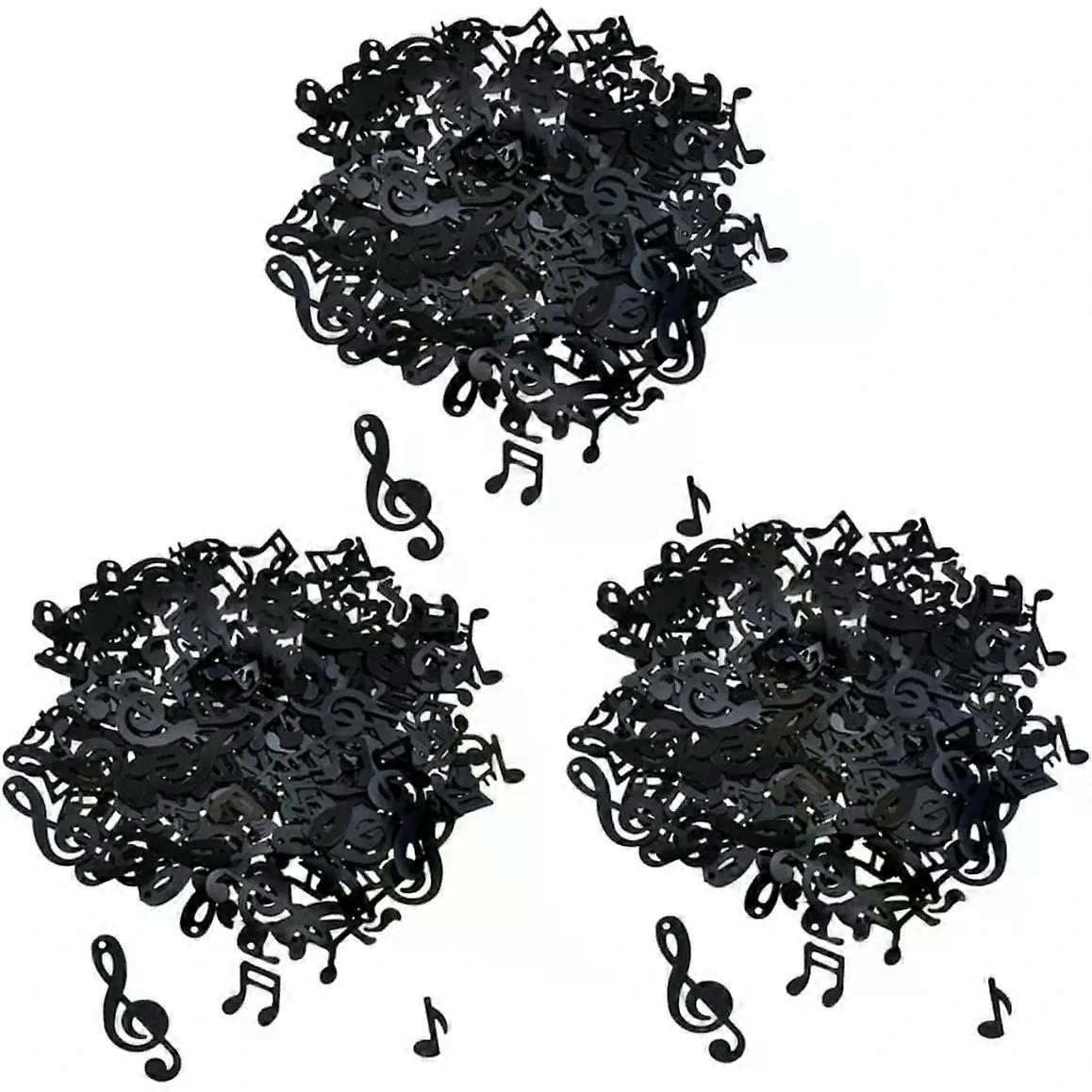 Black Note Confetti Paper Scrape Decor, 3 Pack Lightweight