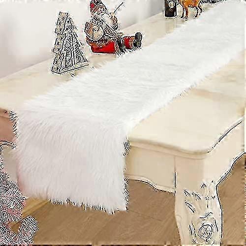 Fluffy White Table Runner Modern