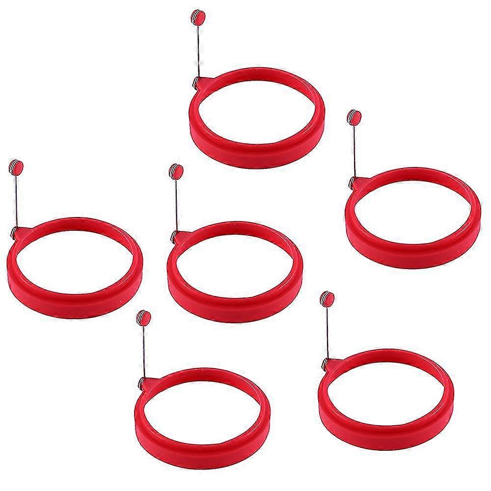 6 قطع سيليكون حلقة البيض، حلقات البيض غير عصا، حلقات طبخ البيض، قالب البيض المقلي أو حلقات فطيرة غير لاصقة العفن حلقة جولة