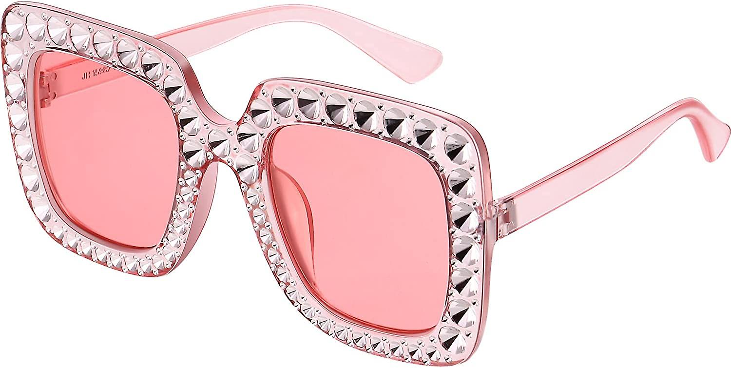 Oversize Square Sparkling Sunglasses Retro Thick Frame Sunglasses