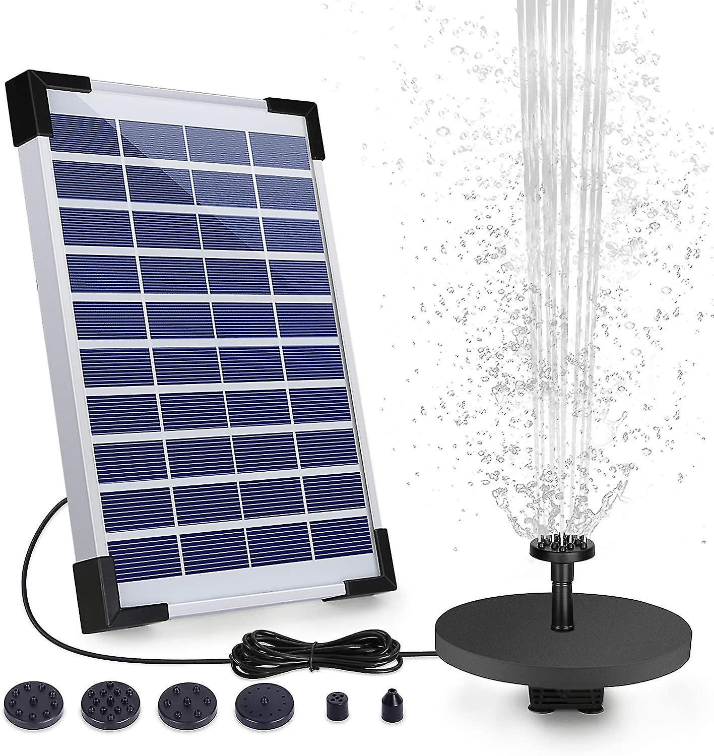 نافورة شمسية في الهواء الطلق 5.5w ، مضخة بركة شمسية مع بطارية و 6 فوهات ، لحوض أسماك الطيور نافورة حديقة