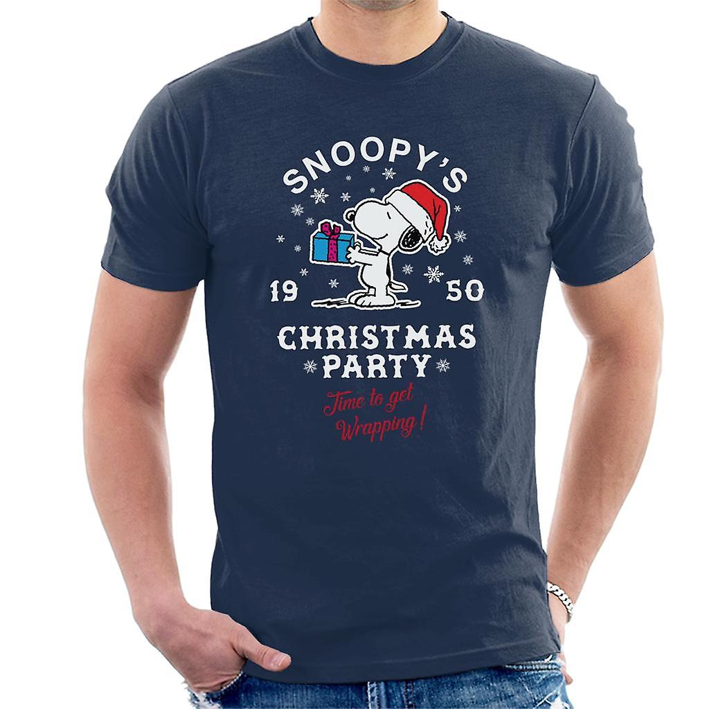 Peanuts Snoopy's Christmas Party Time To Get Wrapping Men's T-Shirt
