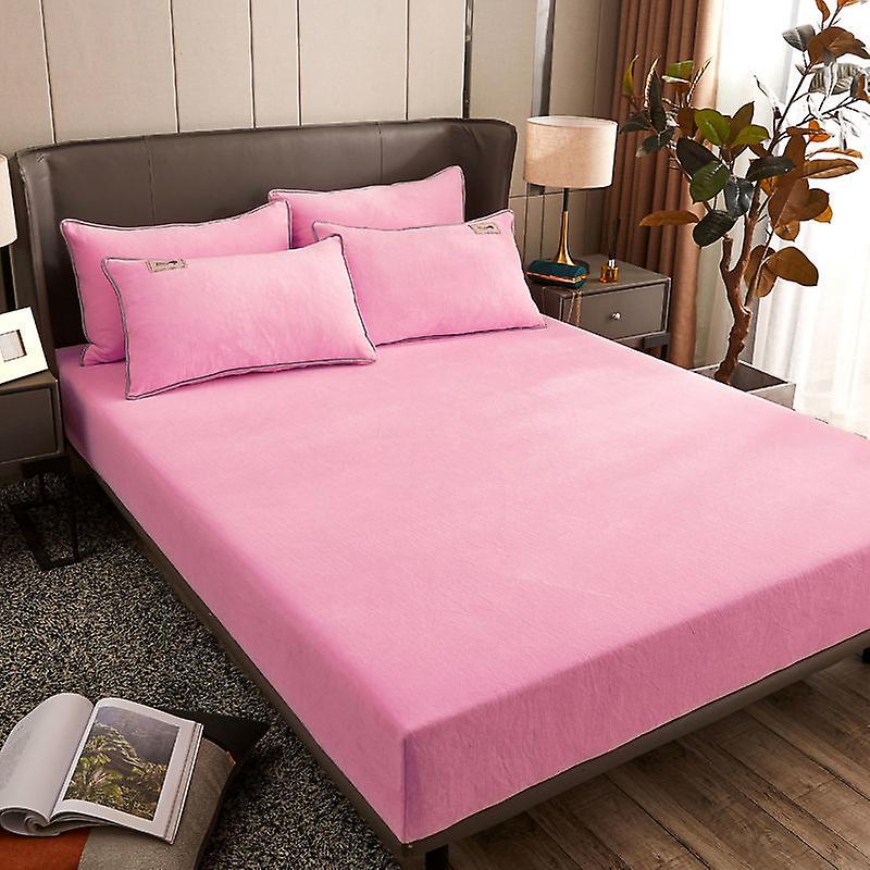 3pc Velvet Fitted Sheet Thickened Flat Cover Fleece Flange Winter Warm Sheet Style06