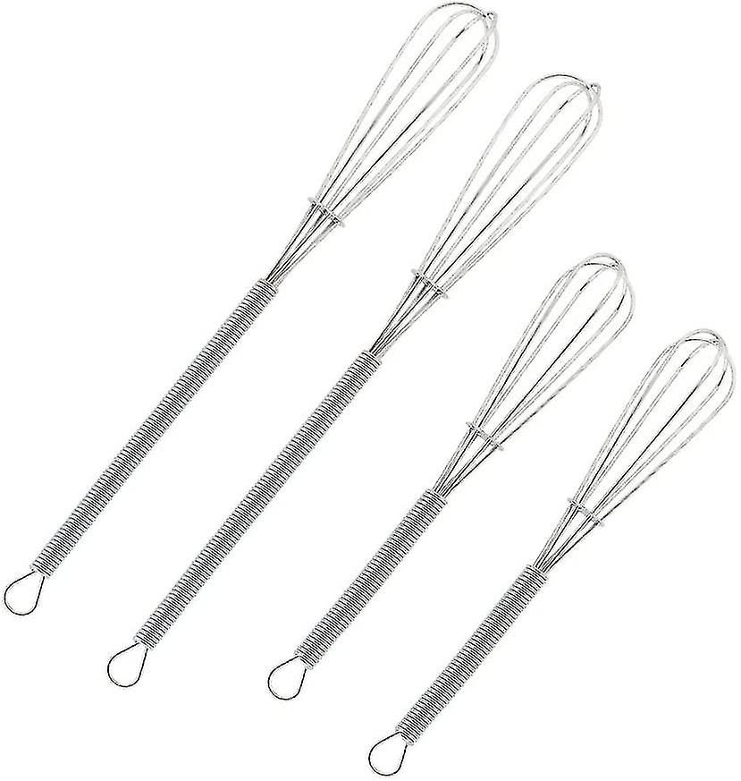 4 Pack Mini Kitchen Whisks Small Wire Egg Beater, Sauce Sauce, Silver Mini Whisk,