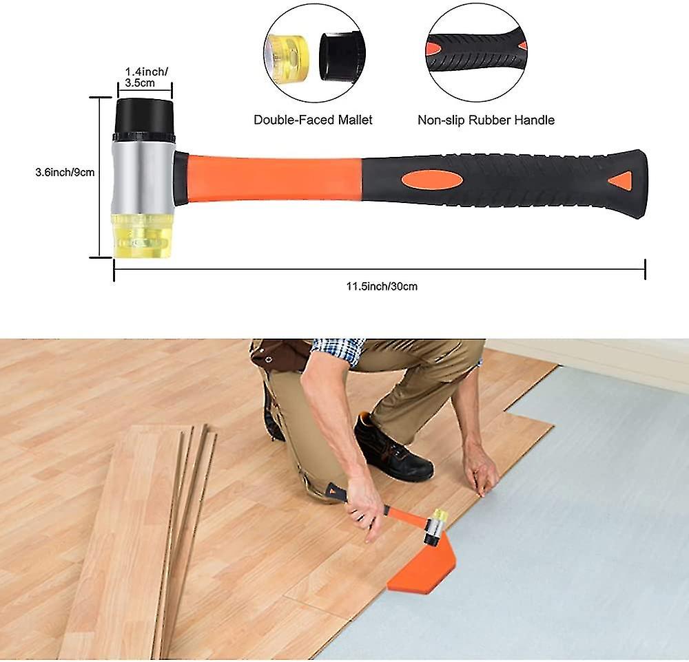 Laminate Flooring Kit With 40 Spacers, Double Headed Mallet, Tapping Block And Pull Up Bar (orange)