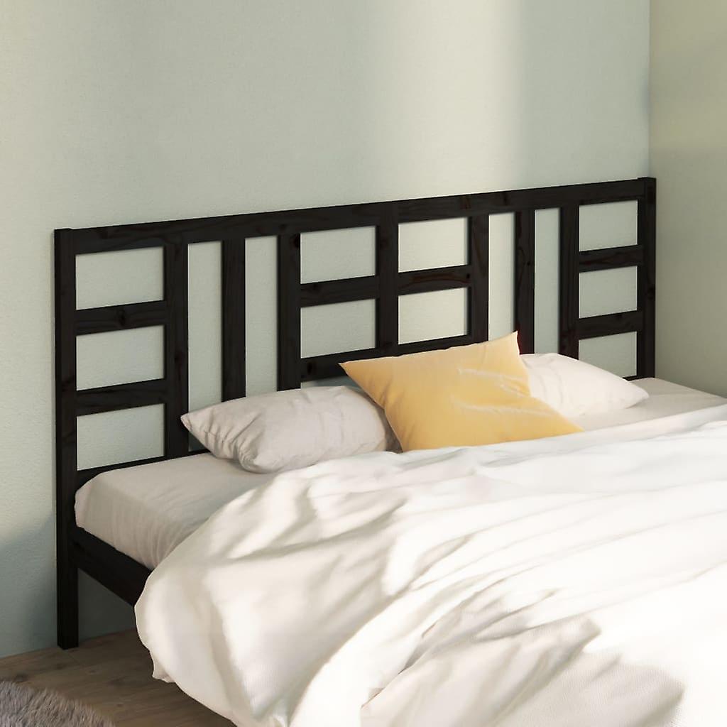 Headboard Black 206x4x100 cm Solid Pine Wood