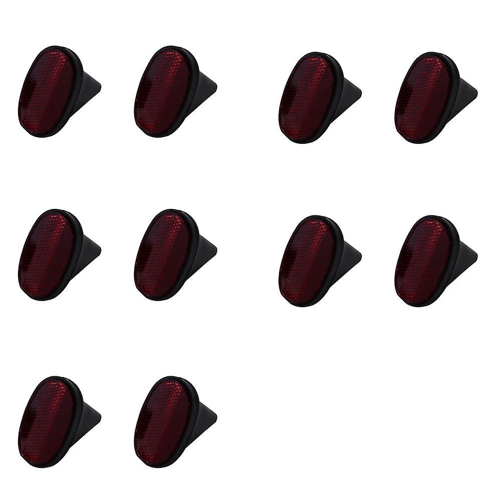 10 Pcs Bicycle Rear Tail Reflector Mudguard Oval Warnning Red Black