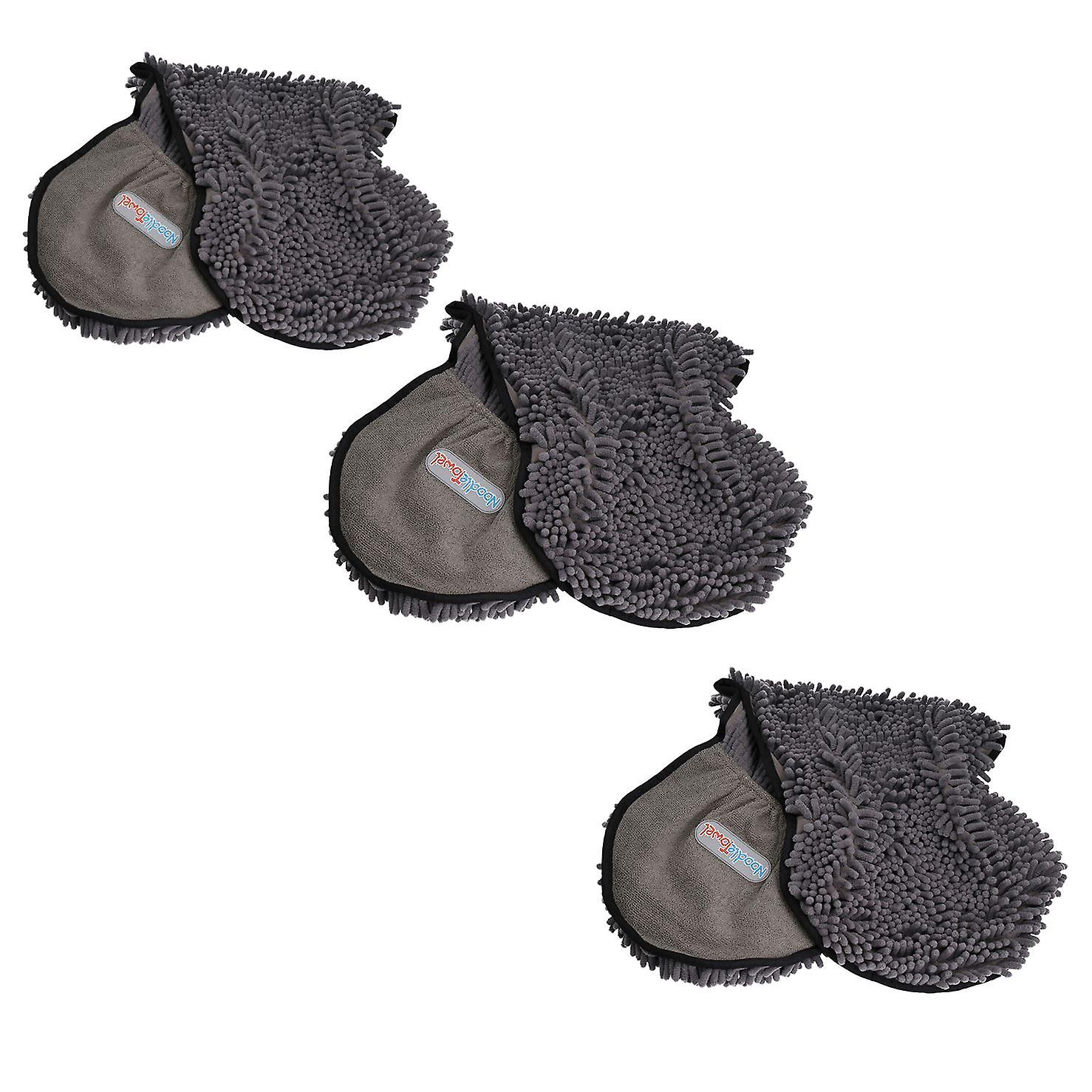 3pk Super Absorbent Grey Microfiber Dog Cat Pet Noodle Towel Quick Drying