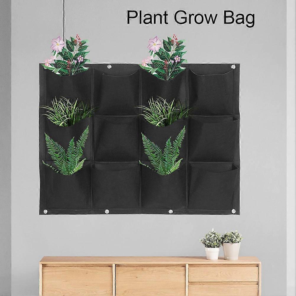 Planting Bag for Garden, Balcony, Wall, Vertical Flowers, Hanging Planter, Black Color, 12 Pockets