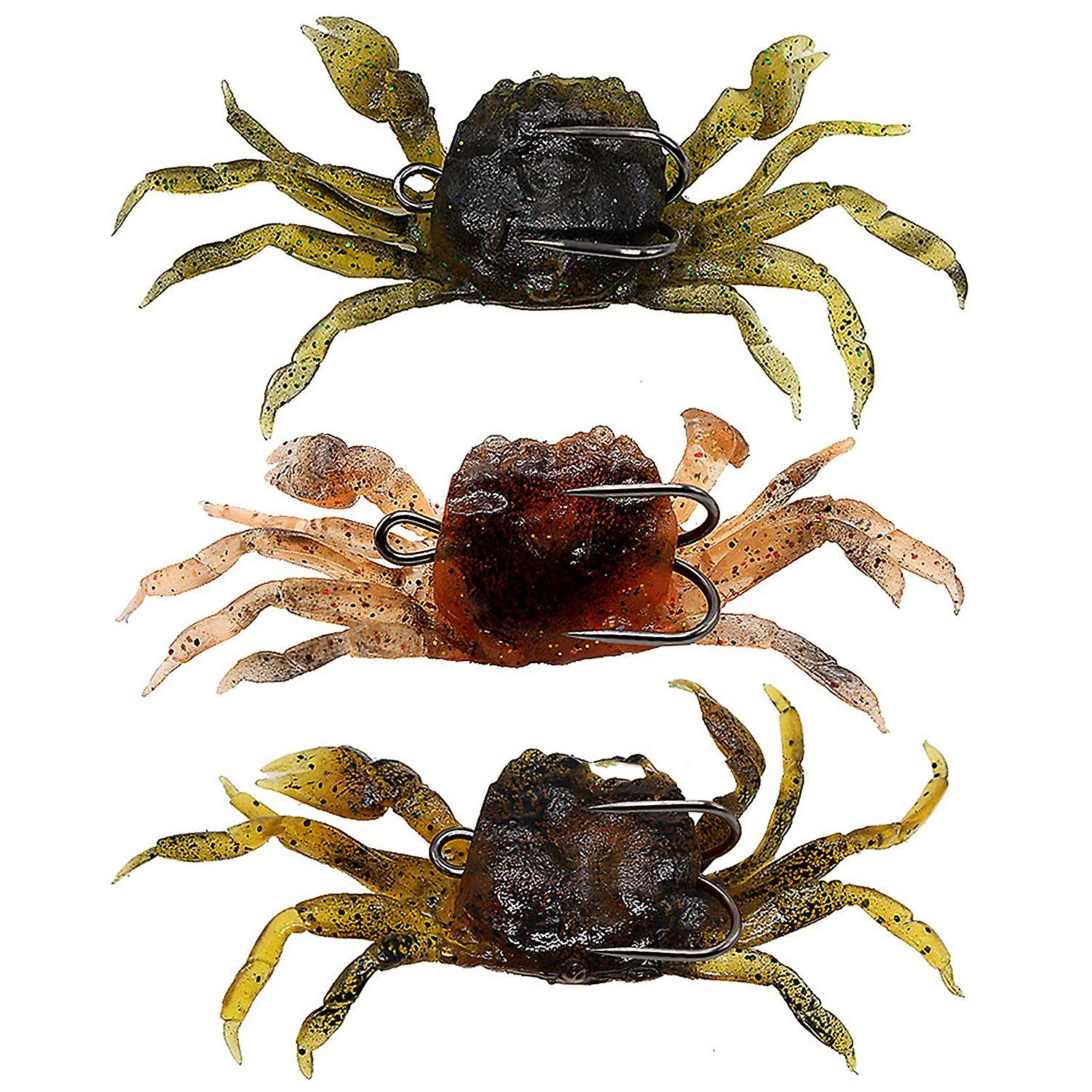 3 PCS 10cm 30g Soft Fishing Lures Crab Artificial Bait Soft Fish Bait with Sharp Hook