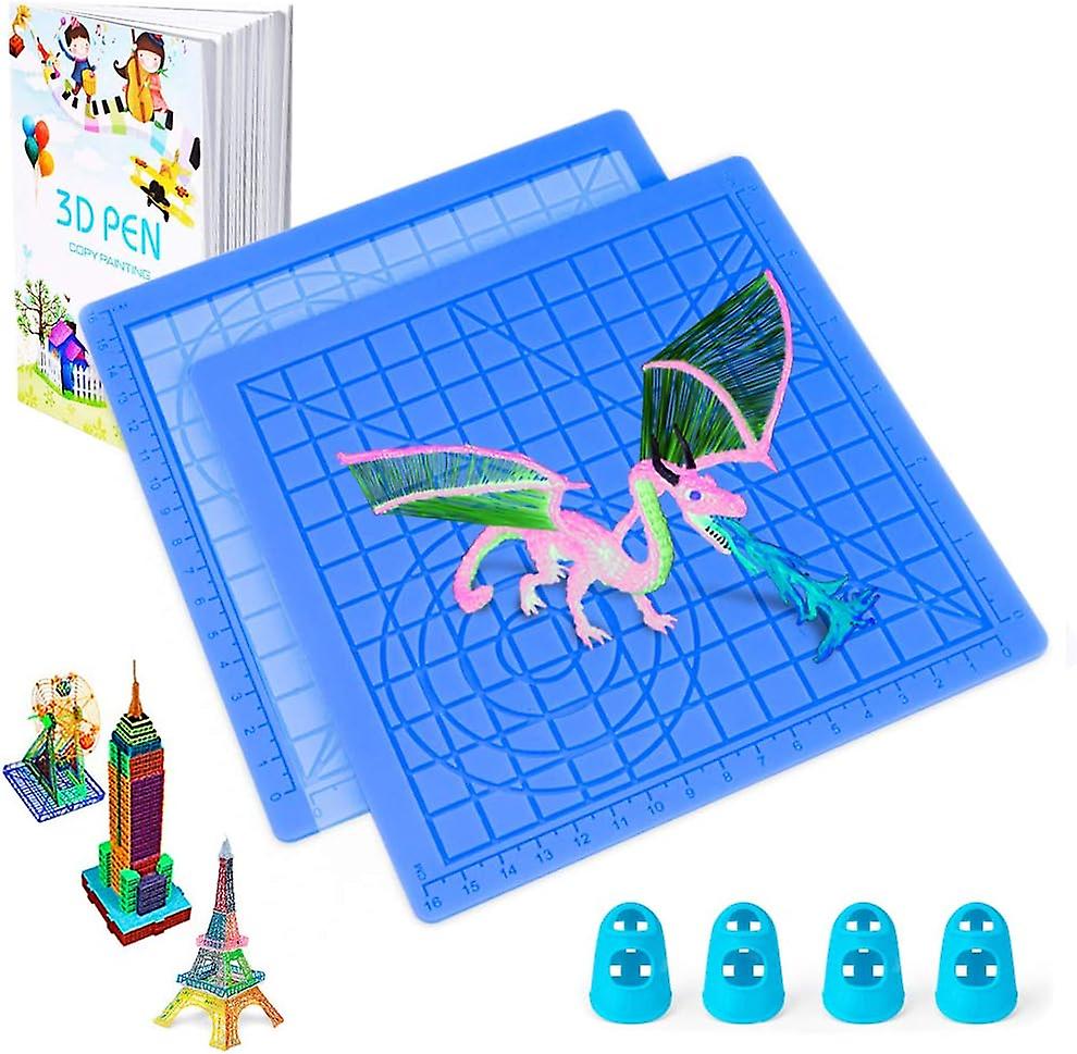 Heat Resistant Drawing Tools - 2pcs Silicone Mat, Drawing Template, Book Compatible With 3d Pen, -yeuri