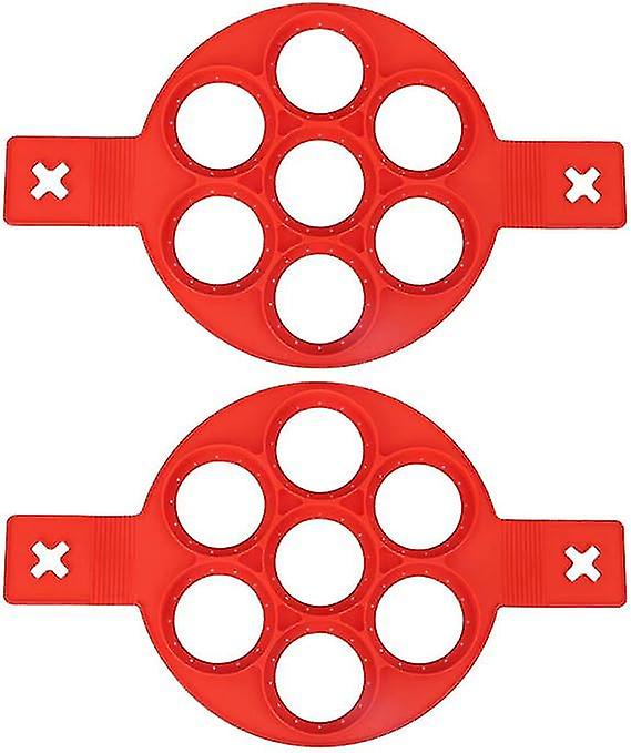 2 Pcs 7-hole Frying Pan Mold, Reusable Silicone Non-stick Pan, Cooking Pan, Round Omelette Diy Shape Tool For Baking