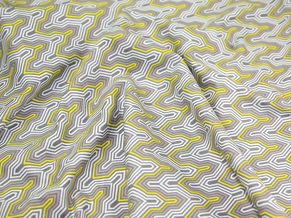 Camelot Fabrics 100% Cotton Poplin Fabric Yellow & Grey - per metre