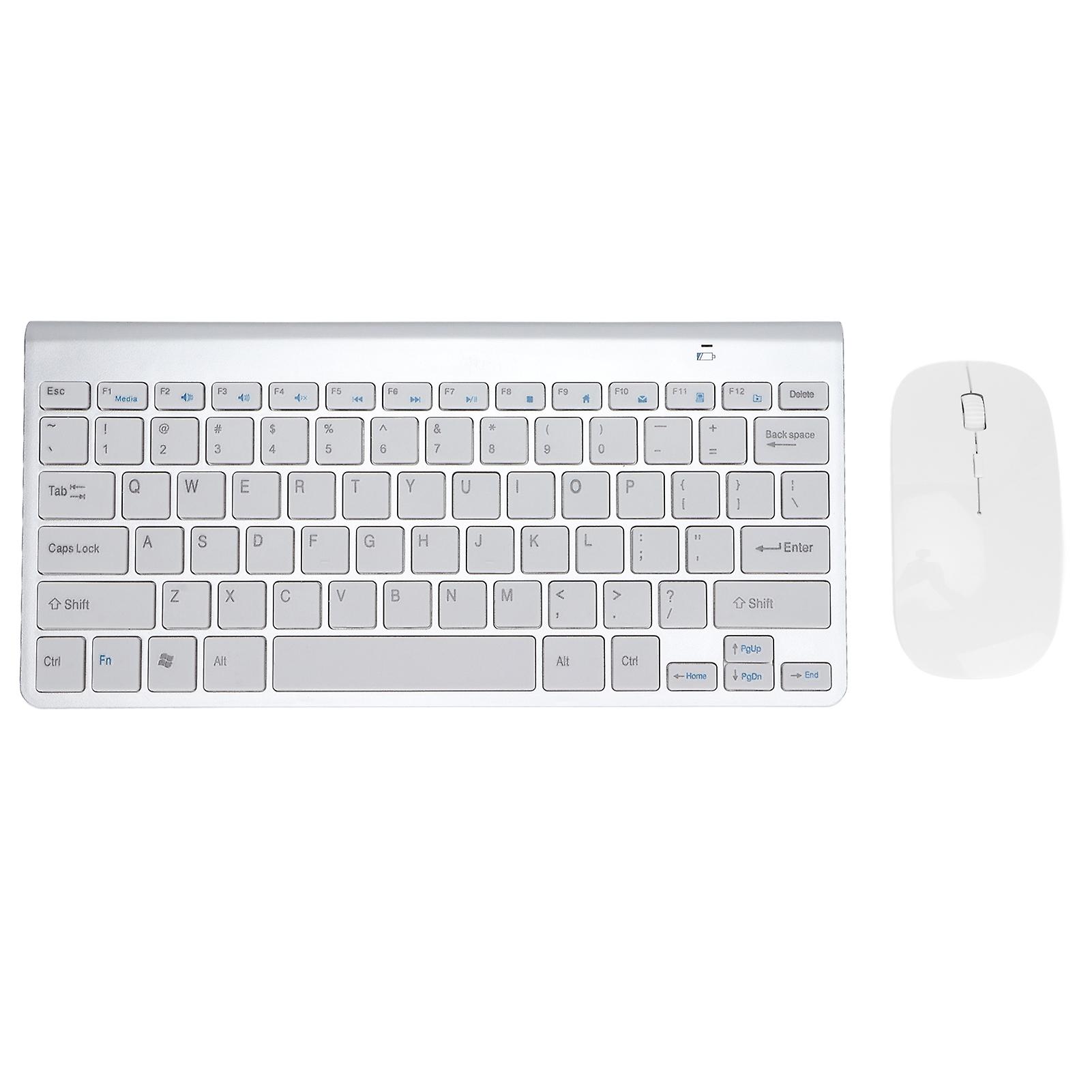 Keyboard Mouse Combo Wireless 2.4G USB Ultraslim Portable Ergonomic Wearproof Keyboard and Mouse for Notebook ComputerSilver