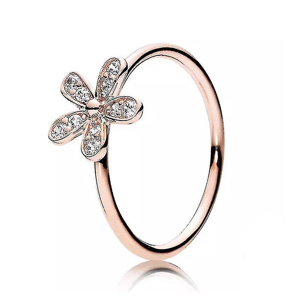 Eif Dock Μόδα Ασημί Χρώμα Clear CZ Zircon Flower Daisy Cherry Blossom Finger Ring για Γυναίκες #6 7 8 9 Μέγεθος Κοσμήματα