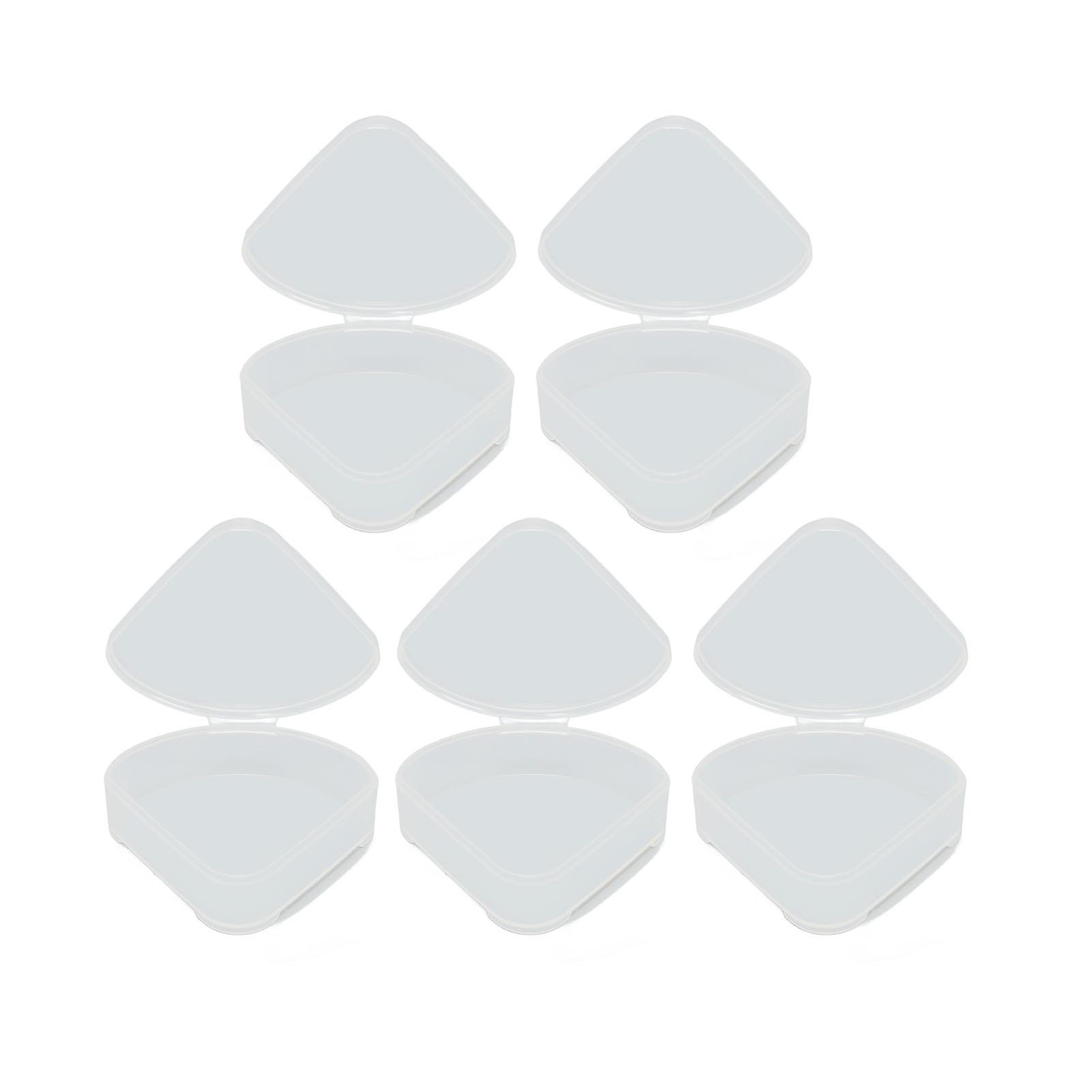 5pcs Powder Puff Storage Box Portable Transparent Triangle Makeup Puff Container Case for Bead Capsules