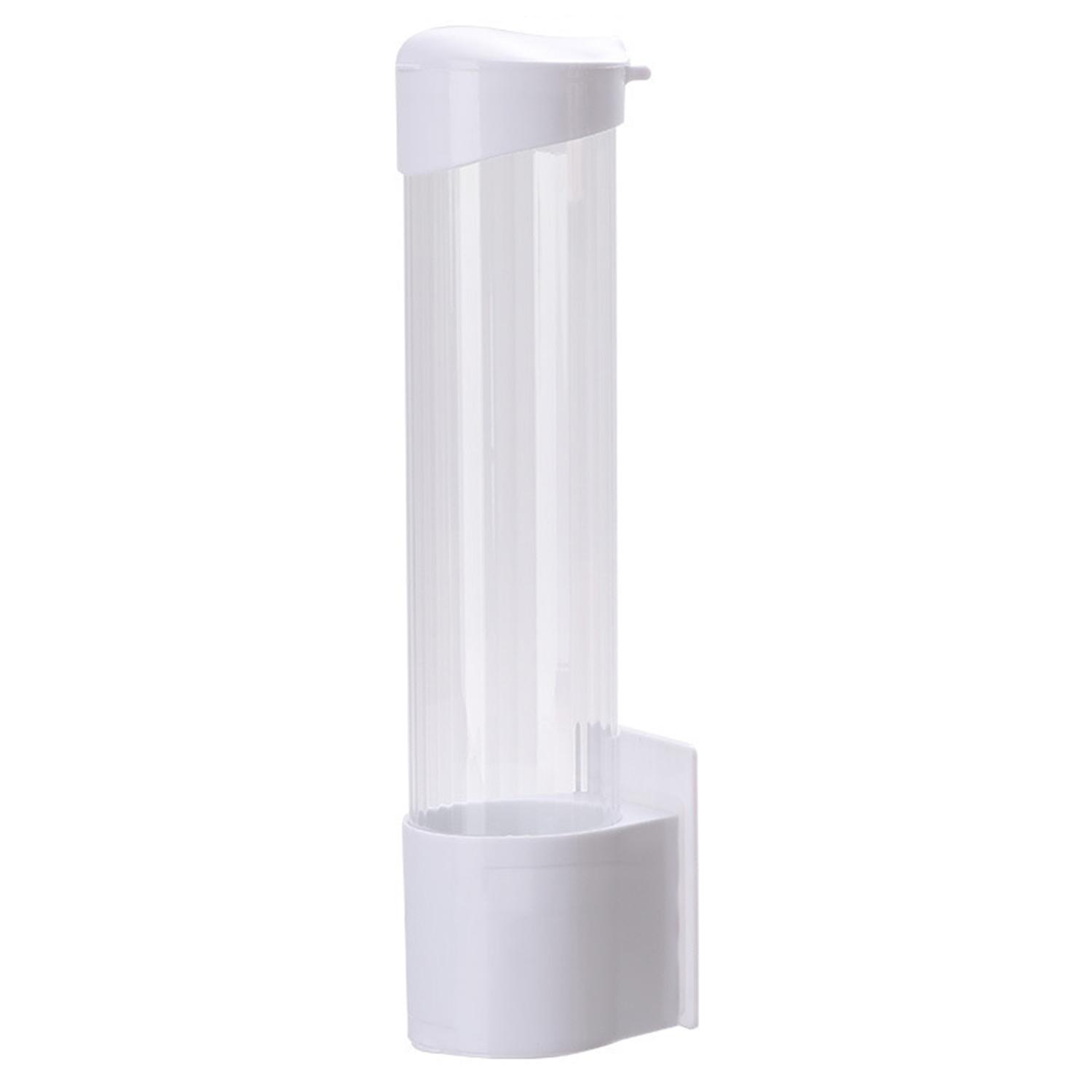 Paper Cup Dispenser Wall Mount Punch-free Pull Type Clear Visible Dustproof Lid Disposable Plastic