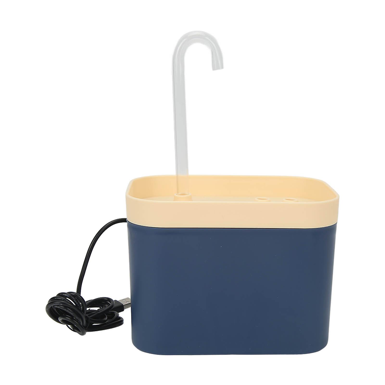 1.5L Cat Water Fountain Quiet Automatic Circulation Flow Waterproof Pet Drinking Fountain with Elbow Nozzle Deep Sea Blue 