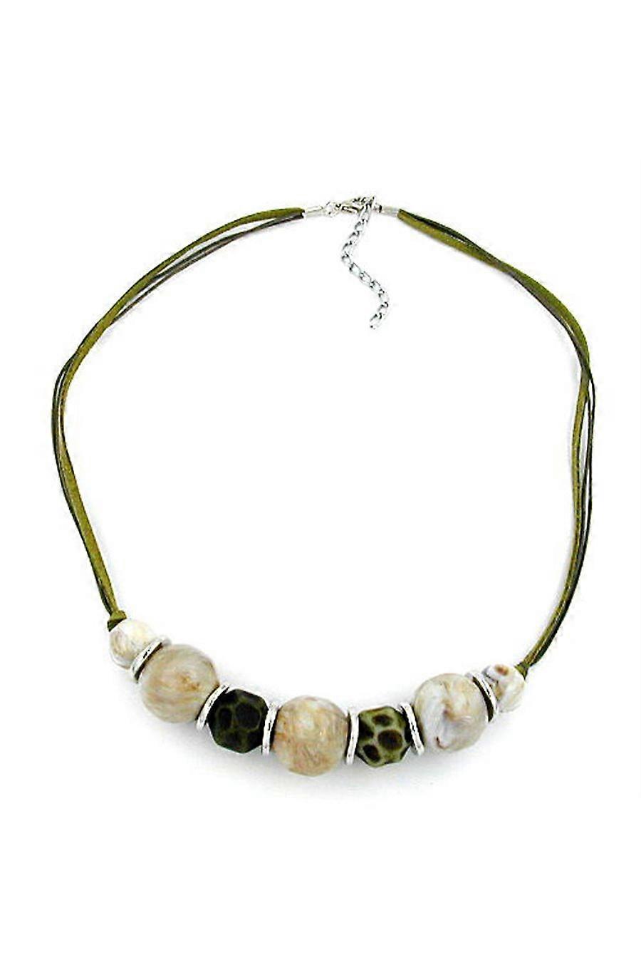 Necklace Olive-nature-khaki Bead 55cm - Gl02637