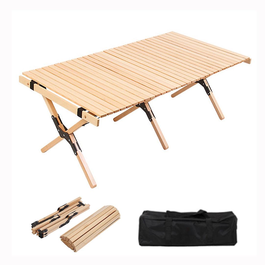 折りたたみ式木製テーブルポータブルキャンプビーチピクニック屋外ガーデン裏庭家具用キャリーバッグ付き大型木製デスク