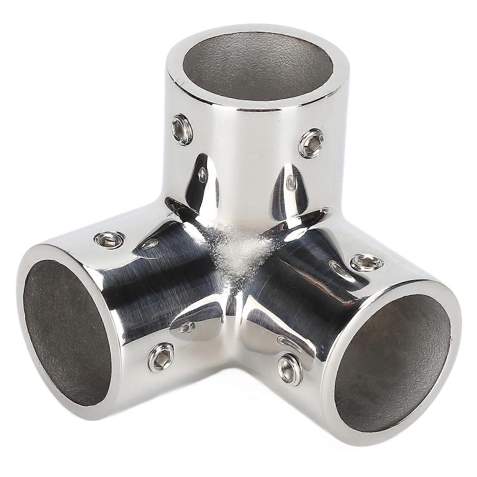 Qukaim 3 Way Corner Elbow 3 Way Corner Tee Joint, 316 Stainl Steel Mirror Polished Hand Rail Elbow Pipe Fittings, Φ22mm, Yacht Pipe Fittings, Design