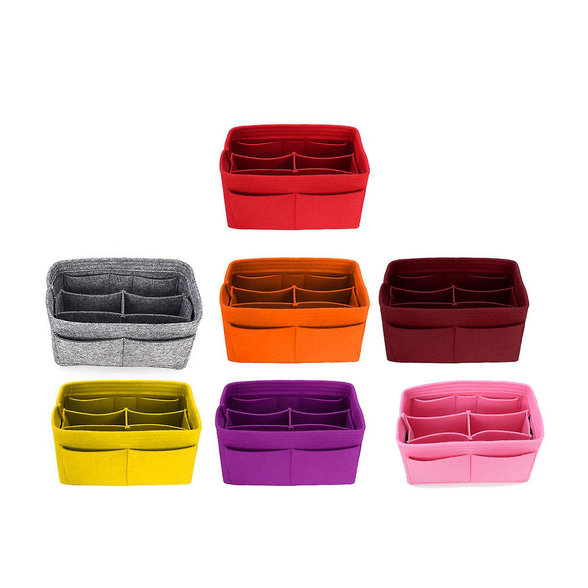 7-Color Felt Fabric Handbag Organizer, 26x15x14cm Multi-pocket Insert For Makeup And Purse