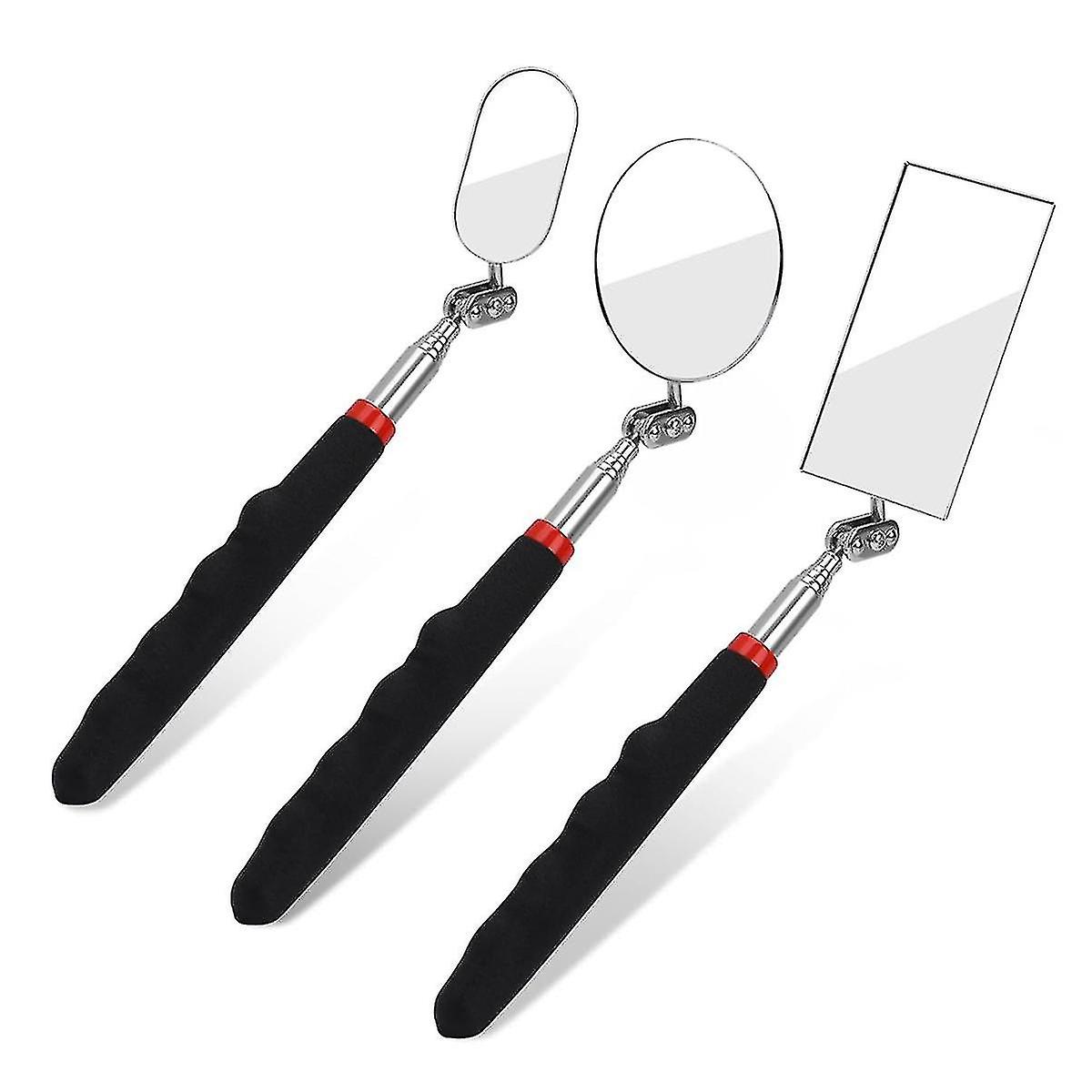 3 Pack Telescopic Mechanic Checking Mirror, Inspection Tool for Checking Vehicle, Car, Eyelashes