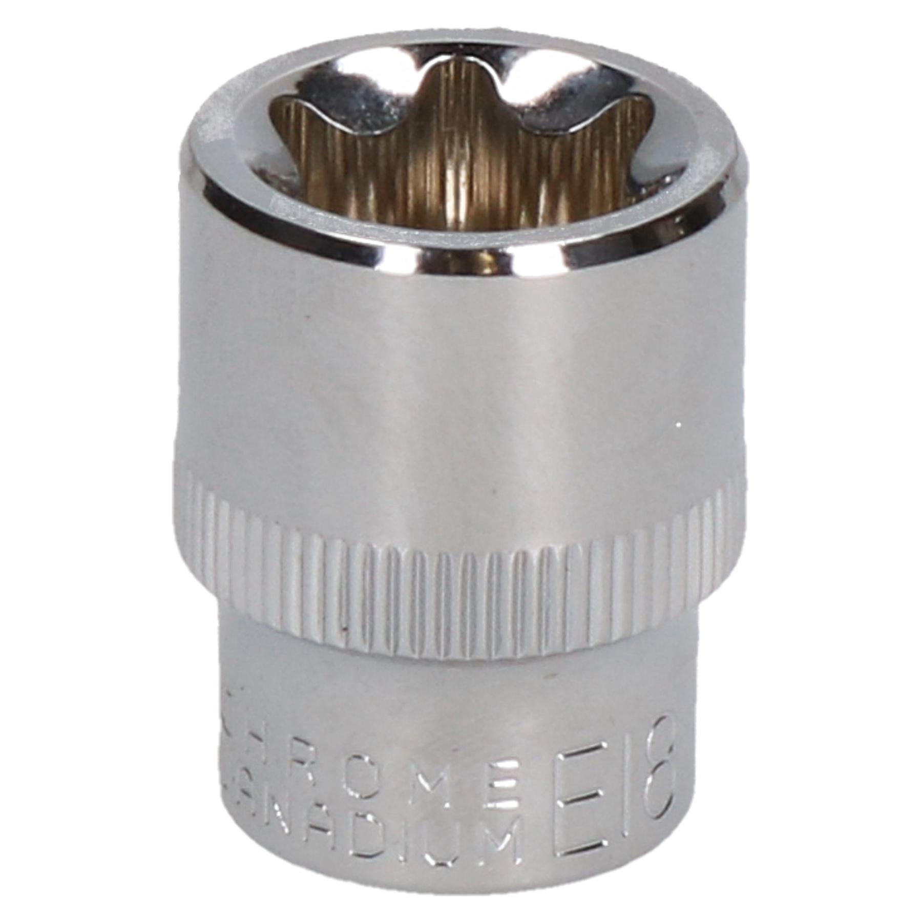 E18 Female Torx Socket Star Bit 3/8" Drive Standard External Chrome Vanadium