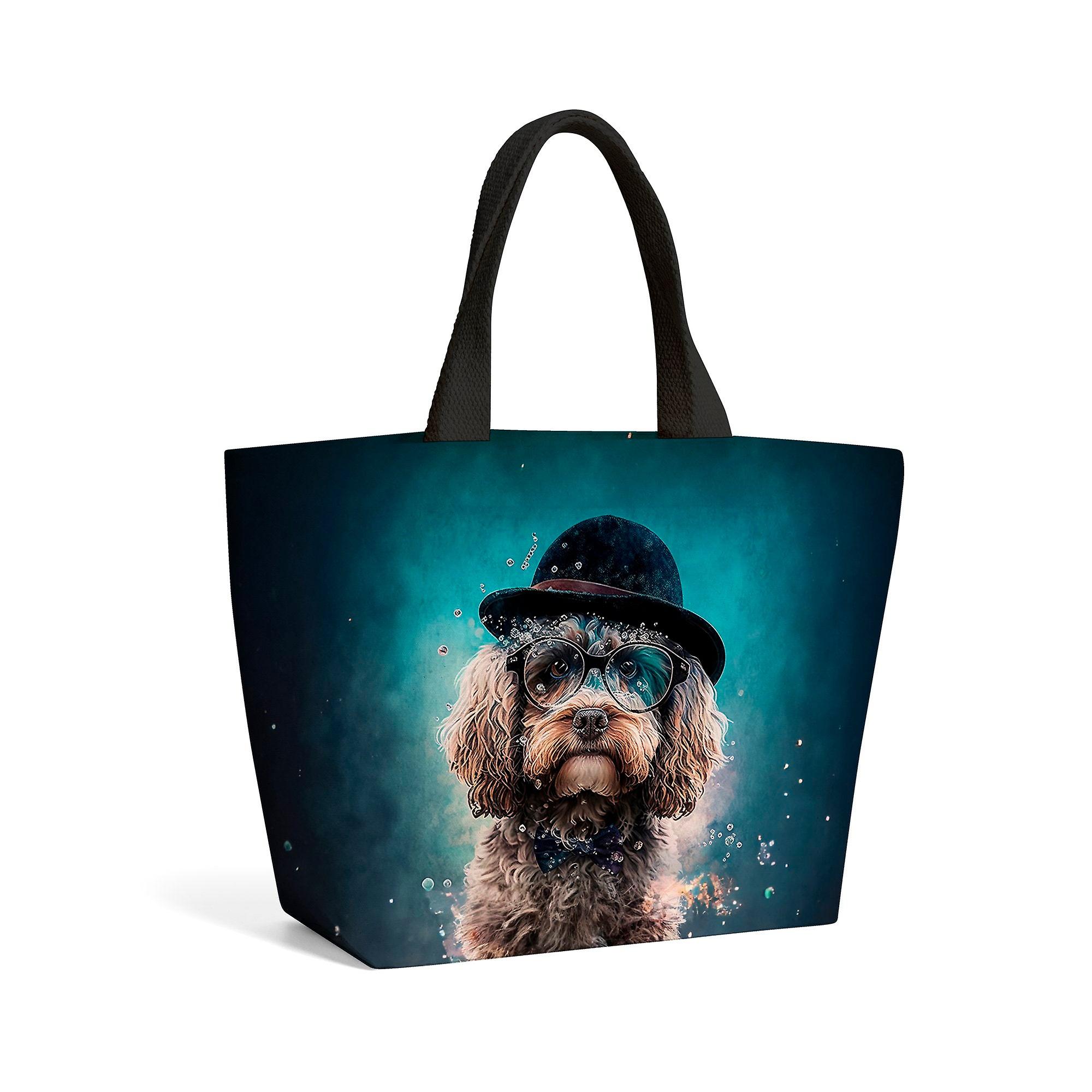 Cockapoo Dog Splashart Beach Shopper Tote Bag