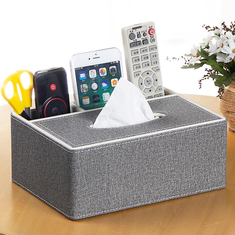 PU Leather Multifunction Rectangular Tissue Box Cover and Remote